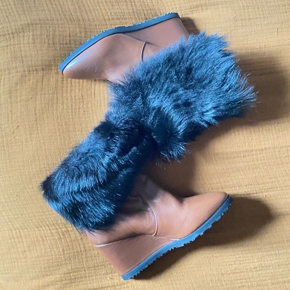Taryn Rose Massima Fur Leather Boots Sz 8US❤️ - Picture 11 of 16